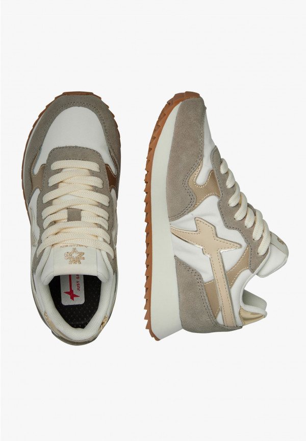 W6yz Sneakers in suede e tessuto tecnico Bianco-Marrone -YAK-J Sconto