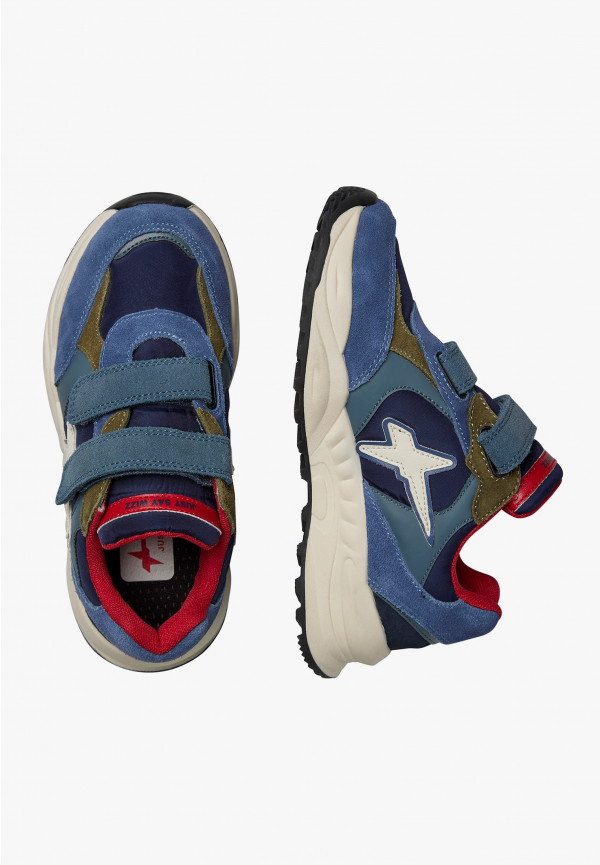 W6yz Sneakers in suede e tessuto tecnico Navy -CHEWINGUM JUNIOR VL Economico