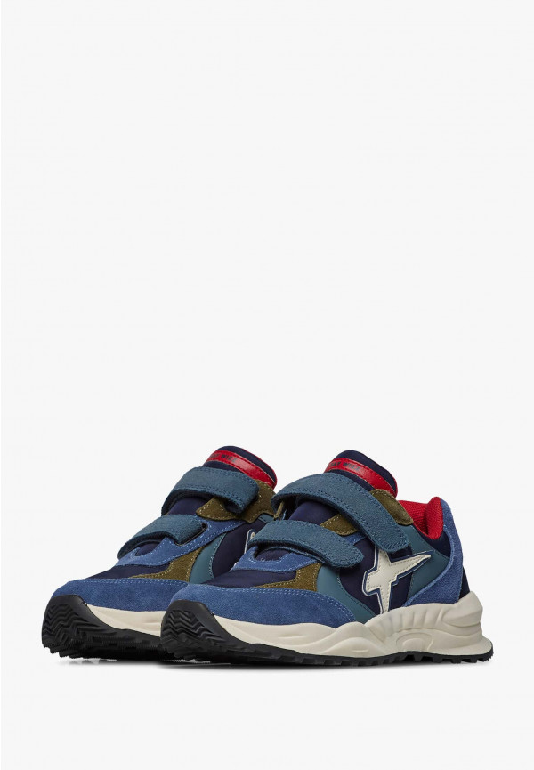 W6yz Sneakers in suede e tessuto tecnico Navy -CHEWINGUM JUNIOR VL Economico