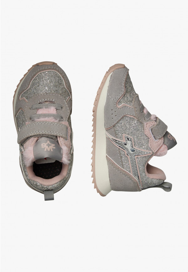 W6yz Sneaker in tessuto tecnico e suede Argento -JET-BABY In Vendita