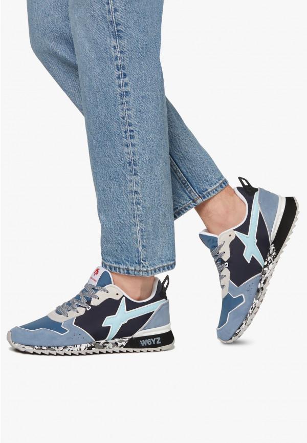 W6yz Sneakers in tessuto tecnico e suede Celeste -JET-M In Linea