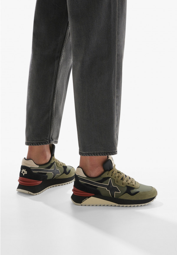 W6yz Sneakers in tessuto tecnico e suede Militare -YAK-M Soddisfazione Garantita