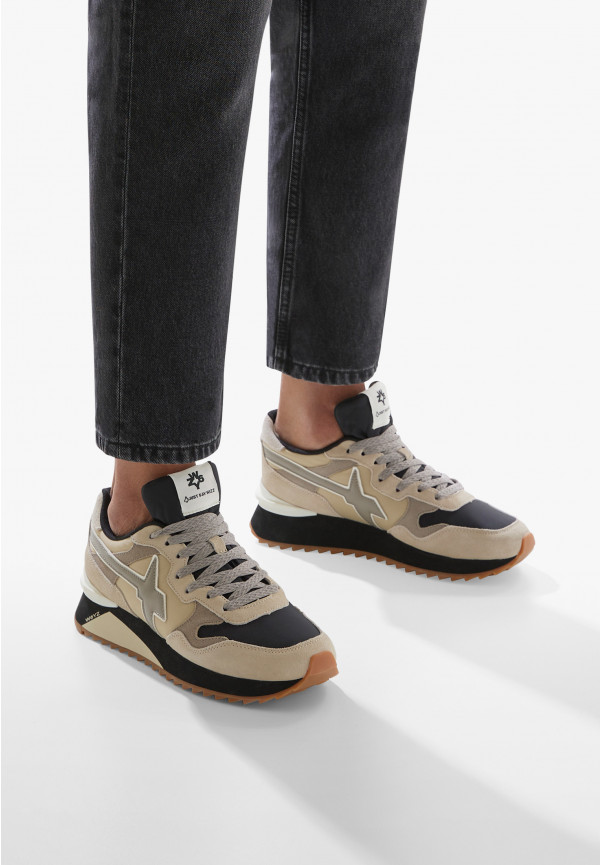 W6yz Sneakers in tessuto tecnico e suede Beige -YAK-M Negozi Online