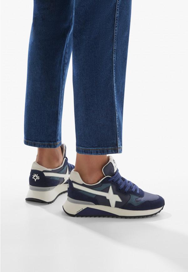 W6yz Sneakers in tessuto tecnico e suede Navy -YAK-M Affare Del Giorno