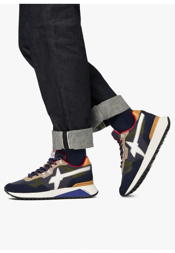 W6yz Sneakers in tessuto tecnico e suede Navy -YAK-M Sottocosto