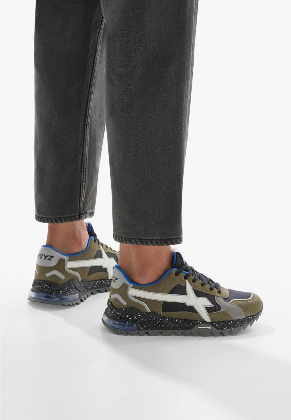 W6yz Sneakers in suede e tessuto tecnico Militare -BREEZE 3-M Offerta