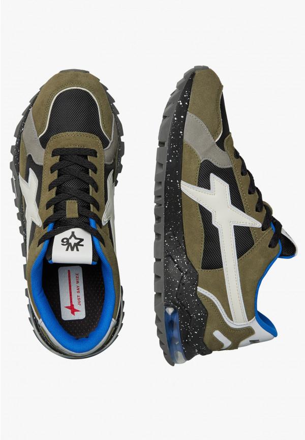 W6yz Sneakers in suede e tessuto tecnico Militare -BREEZE 3-M Offerta