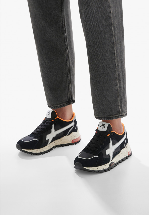 W6yz Sneakers in suede e tessuto tecnico Bianco-Nero -BREEZE 3-M Economico
