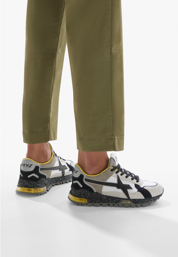 W6yz Sneakers in suede e tessuto tecnico Bianco-Grigio -BREEZE 3-M Outlet