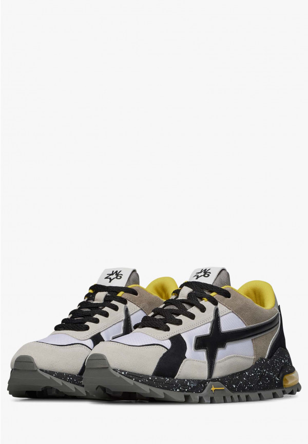 W6yz Sneakers in suede e tessuto tecnico Bianco-Grigio -BREEZE 3-M Outlet