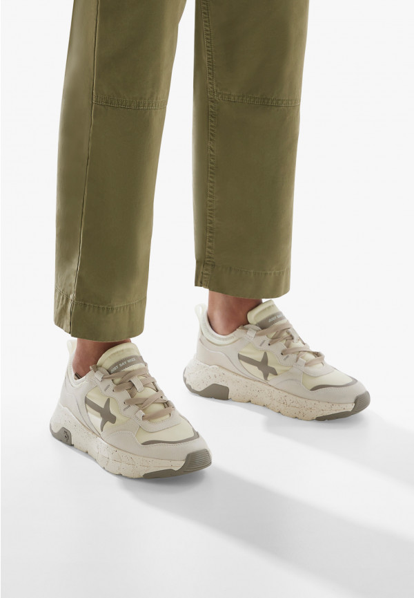 W6yz Sneakers in suede e tessuto tecnico Bianco panna -NEXT-M Offerte