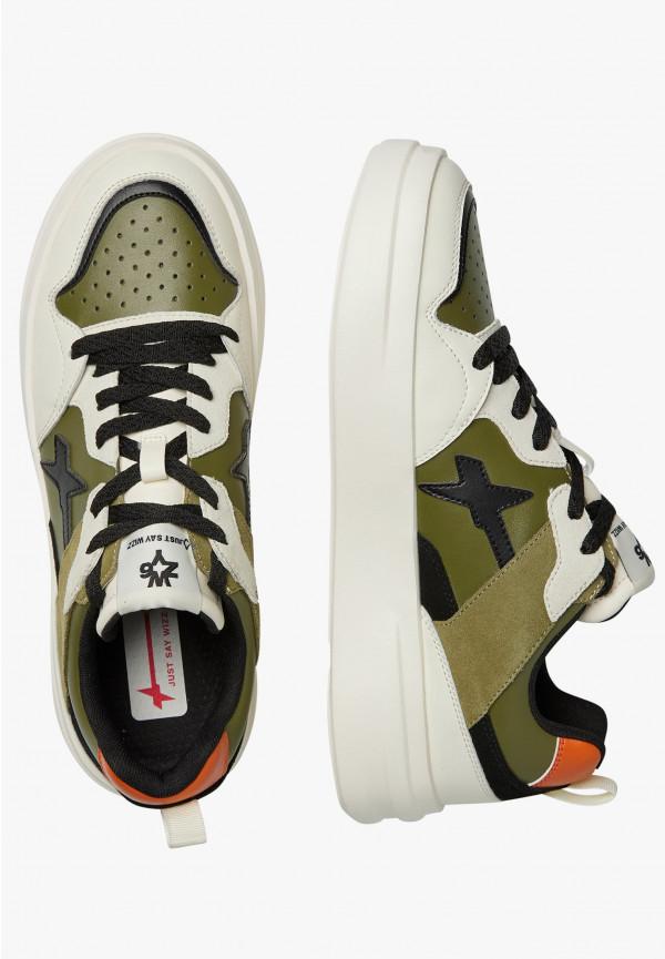 W6yz Sneakers in ecopelle e suede Militare -BOND 2-M Saldi Di Fabbrica