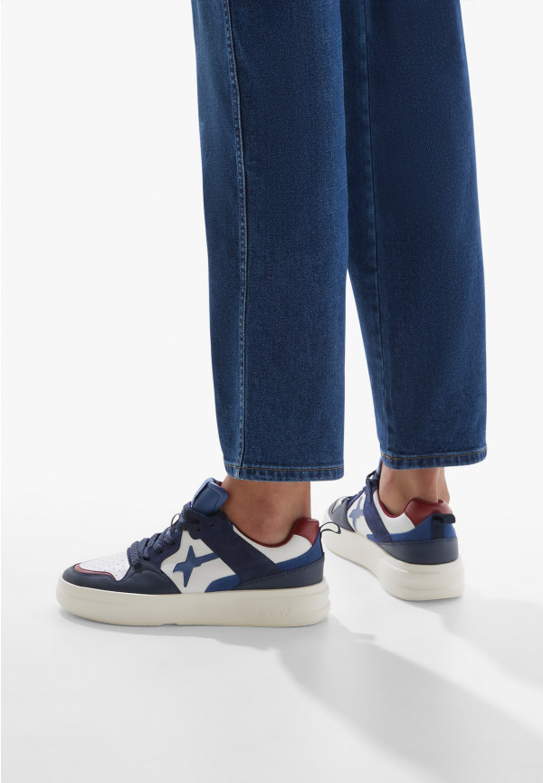W6yz Sneakers in ecopelle e suede Bianco-Blu -BOND 2-M I Più Venduti