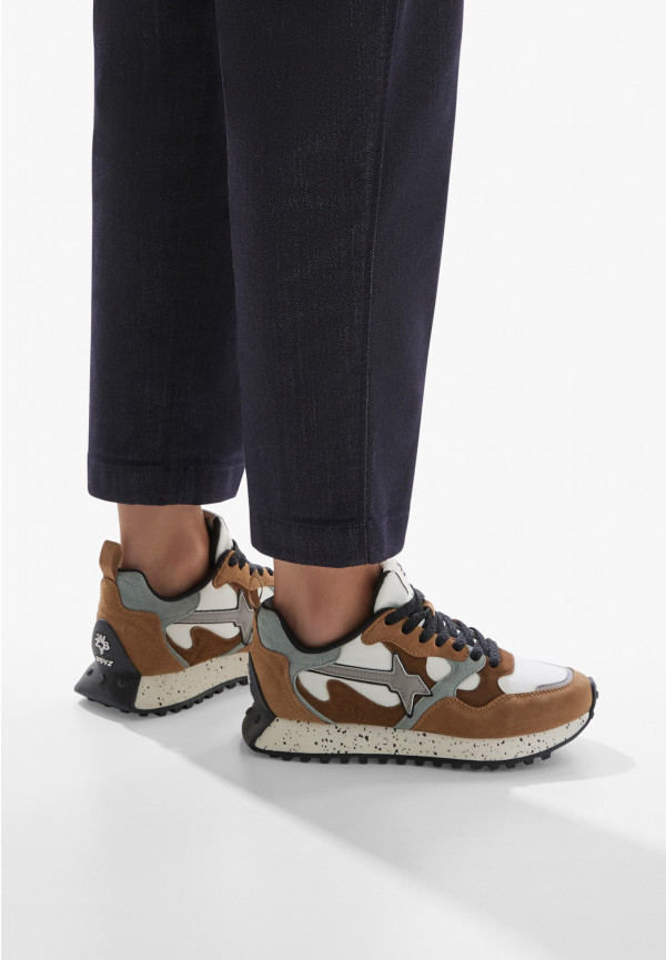 W6yz Sneakers in suede e tessuto tecnico Marrone -LOOP-W In Vendita