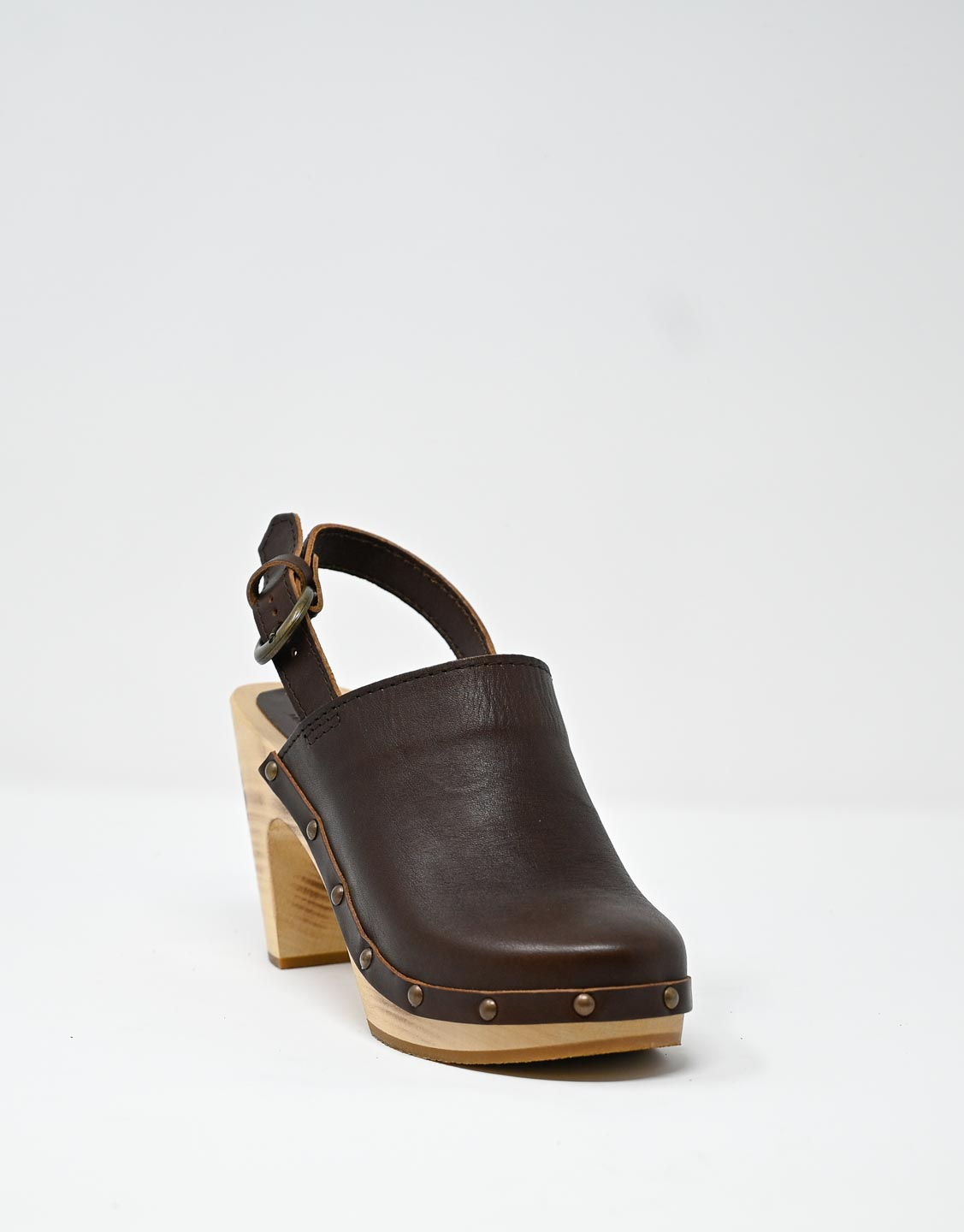 Wally Walker zoccolo in pelle dark chestnut Olandflex by astorflex Sottocosto