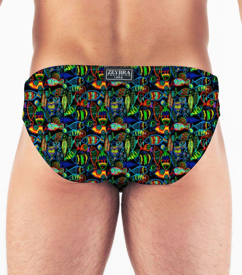 Zeybra SLIP UOMO PESCI CRAYON NERO Nuova