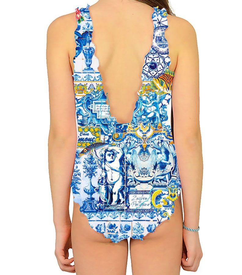 Zeybra COSTUME INTERO BAMBINA CERAMICA BIANCO Moda