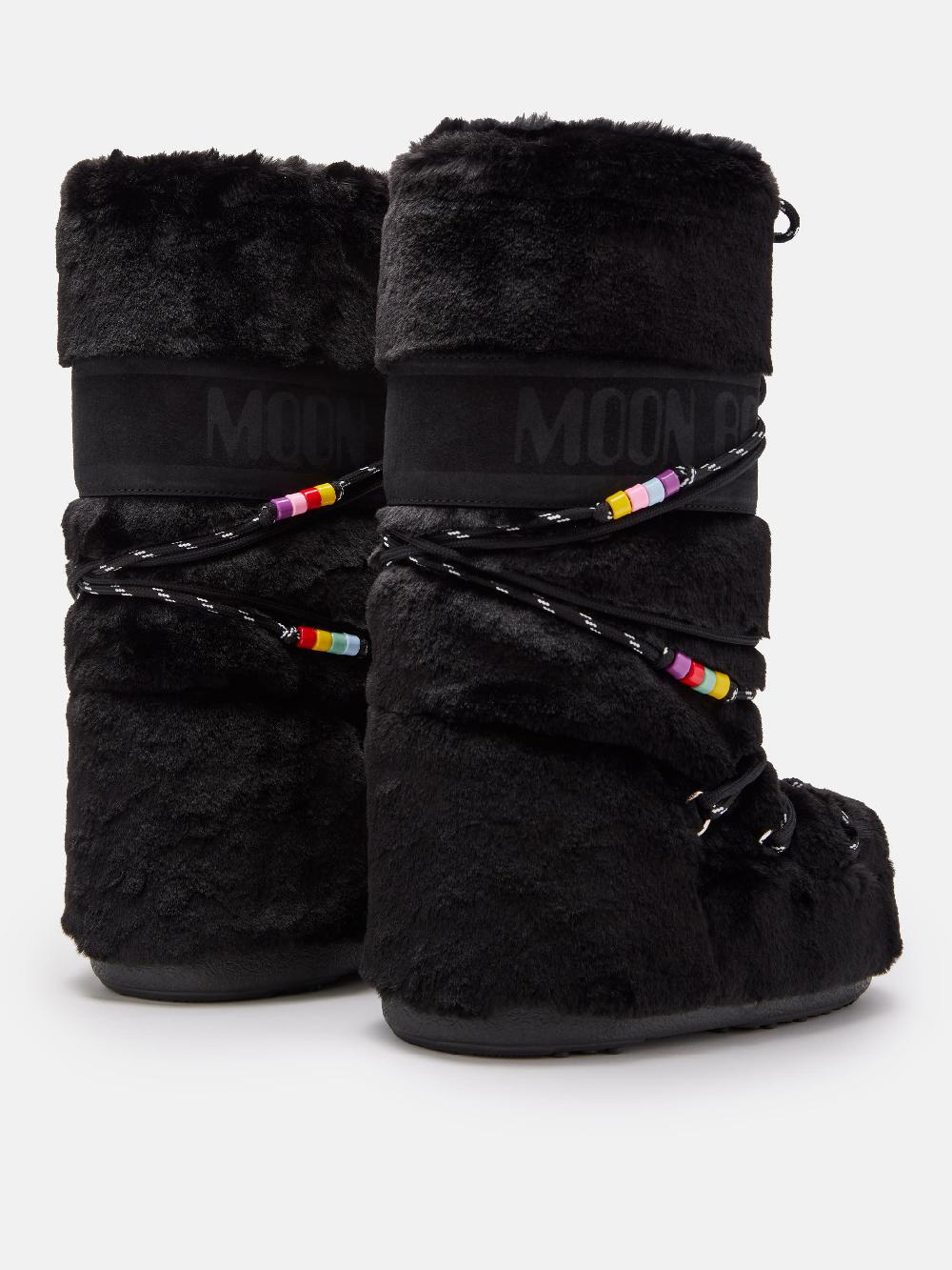 Moon Boot ICON FAUX-FUR BEADS NERO Vendite Flash