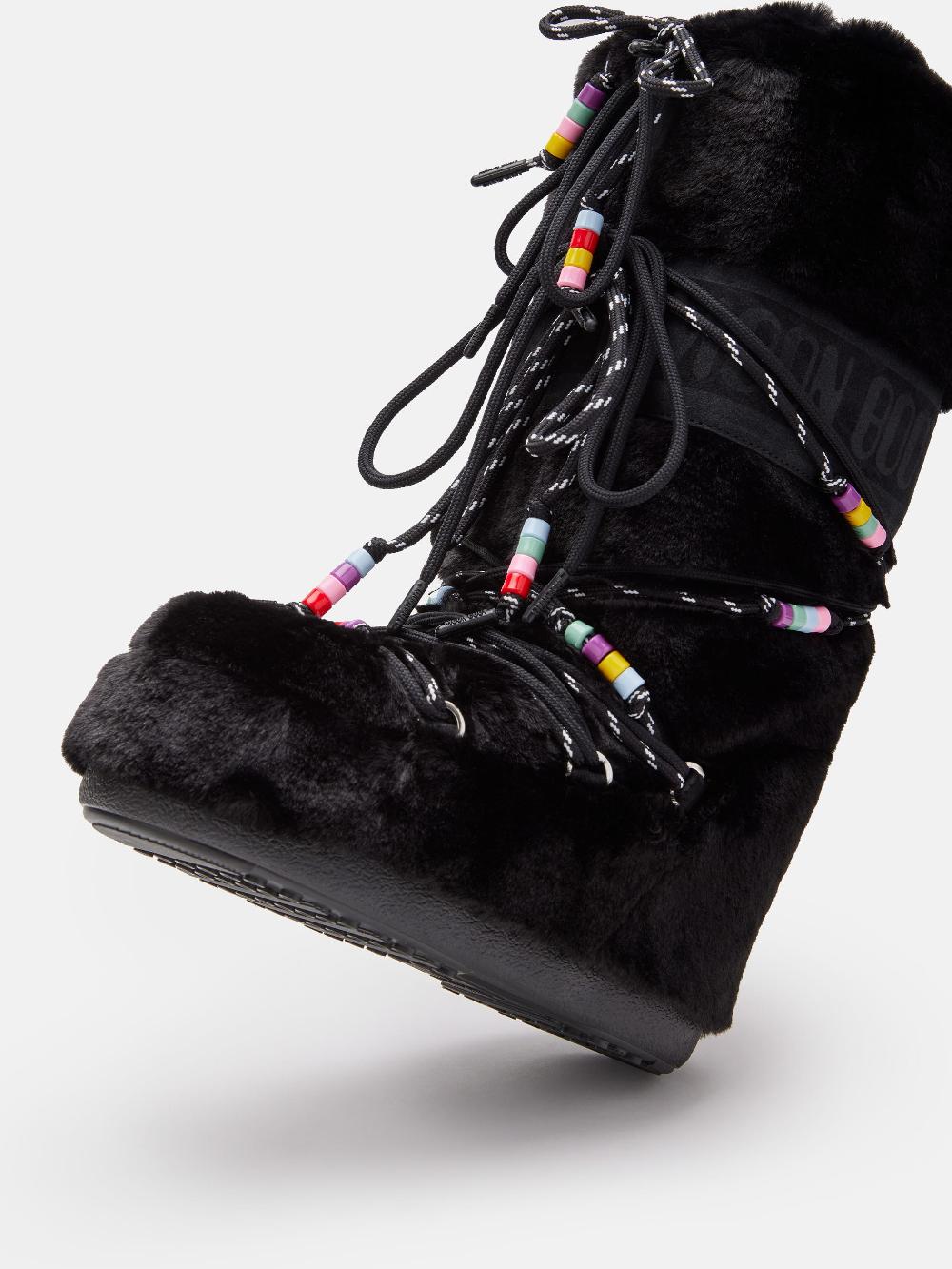 Moon Boot ICON FAUX-FUR BEADS NERO Vendite Flash
