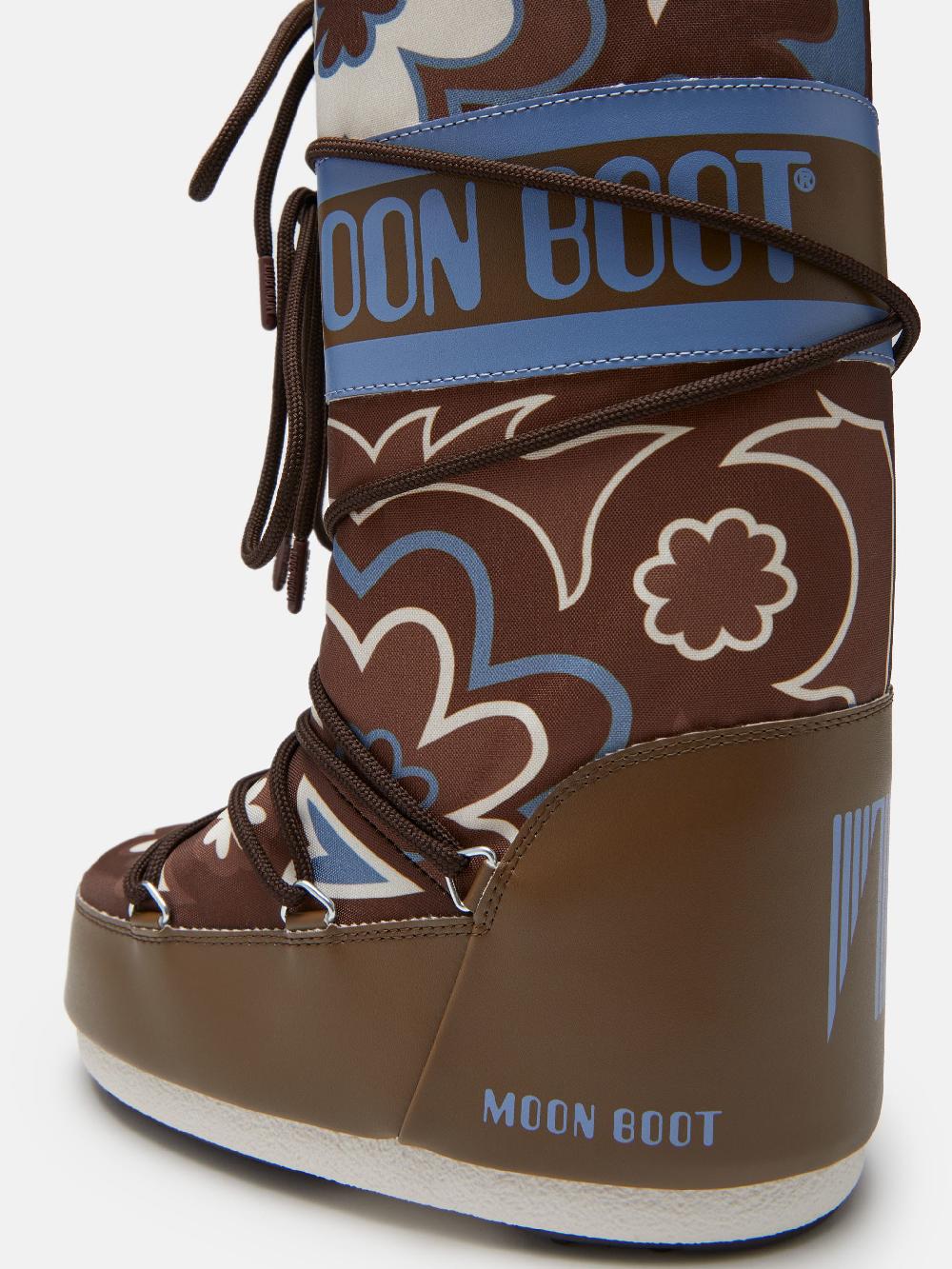 Moon Boot ICON MARRONE CON MOTIVO FLOREALE Online
