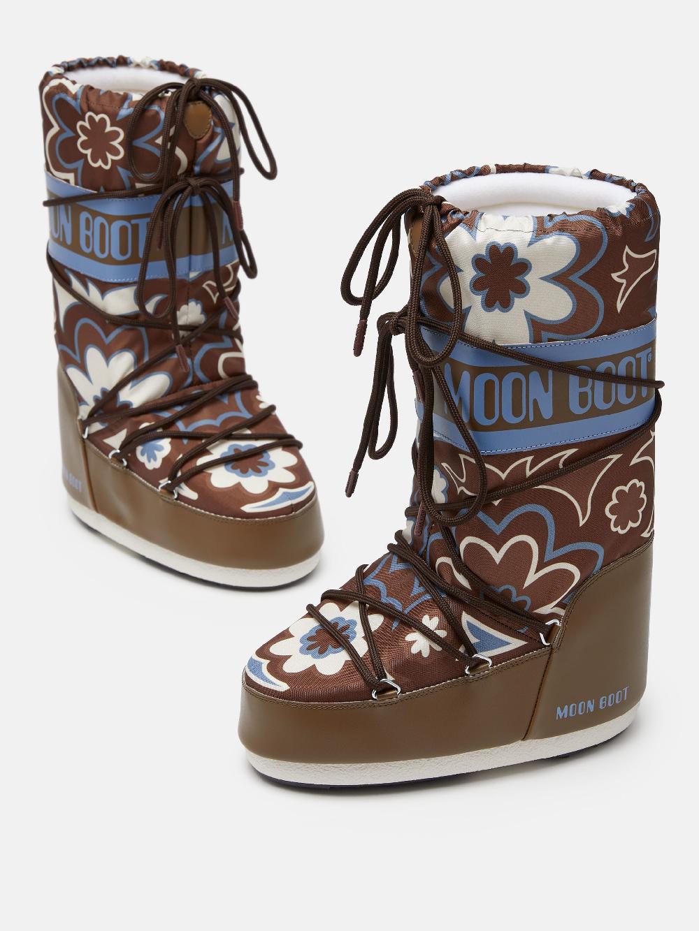 Moon Boot ICON MARRONE CON MOTIVO FLOREALE Online