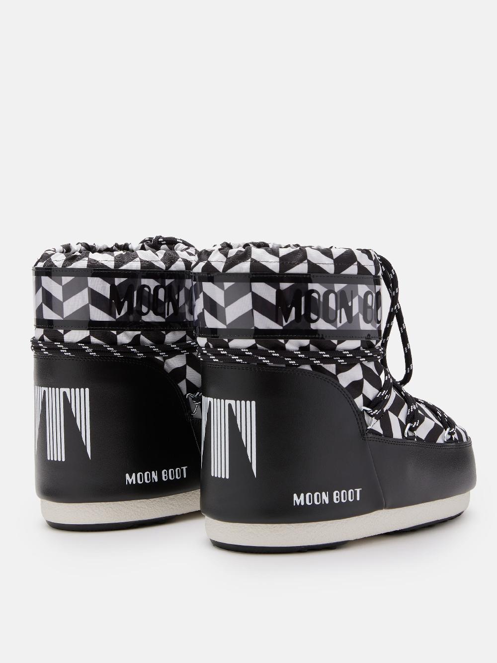 Moon Boot ICON LOW NERO CON STAMPA OPTICAL Saldi