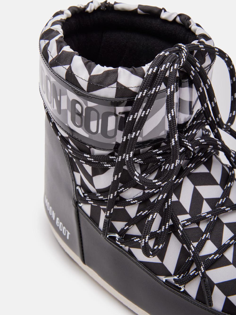 Moon Boot ICON LOW NERO CON STAMPA OPTICAL Saldi