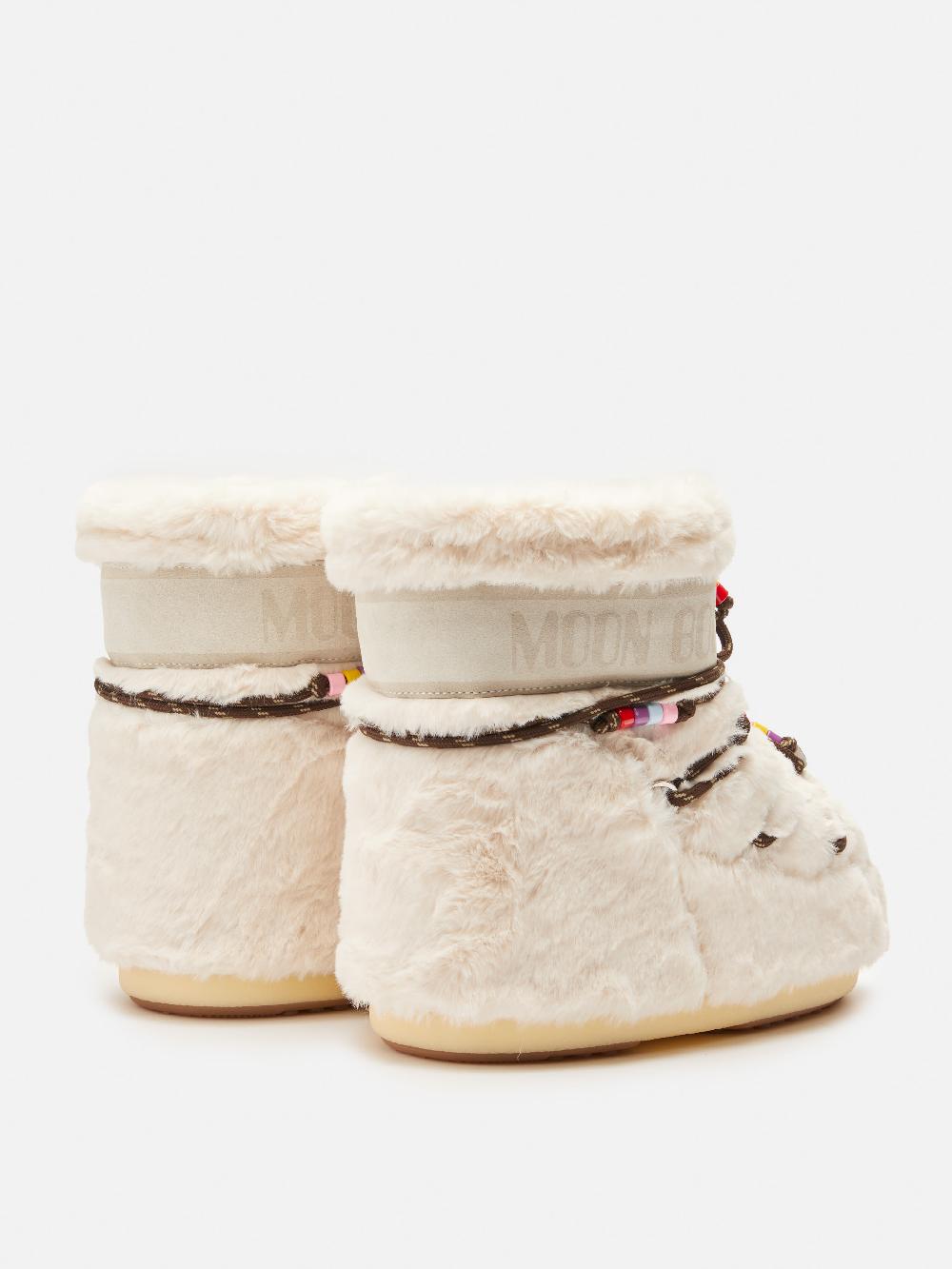 Moon Boot ICON LOW FAUX-FUR BEADS PANNA Economico