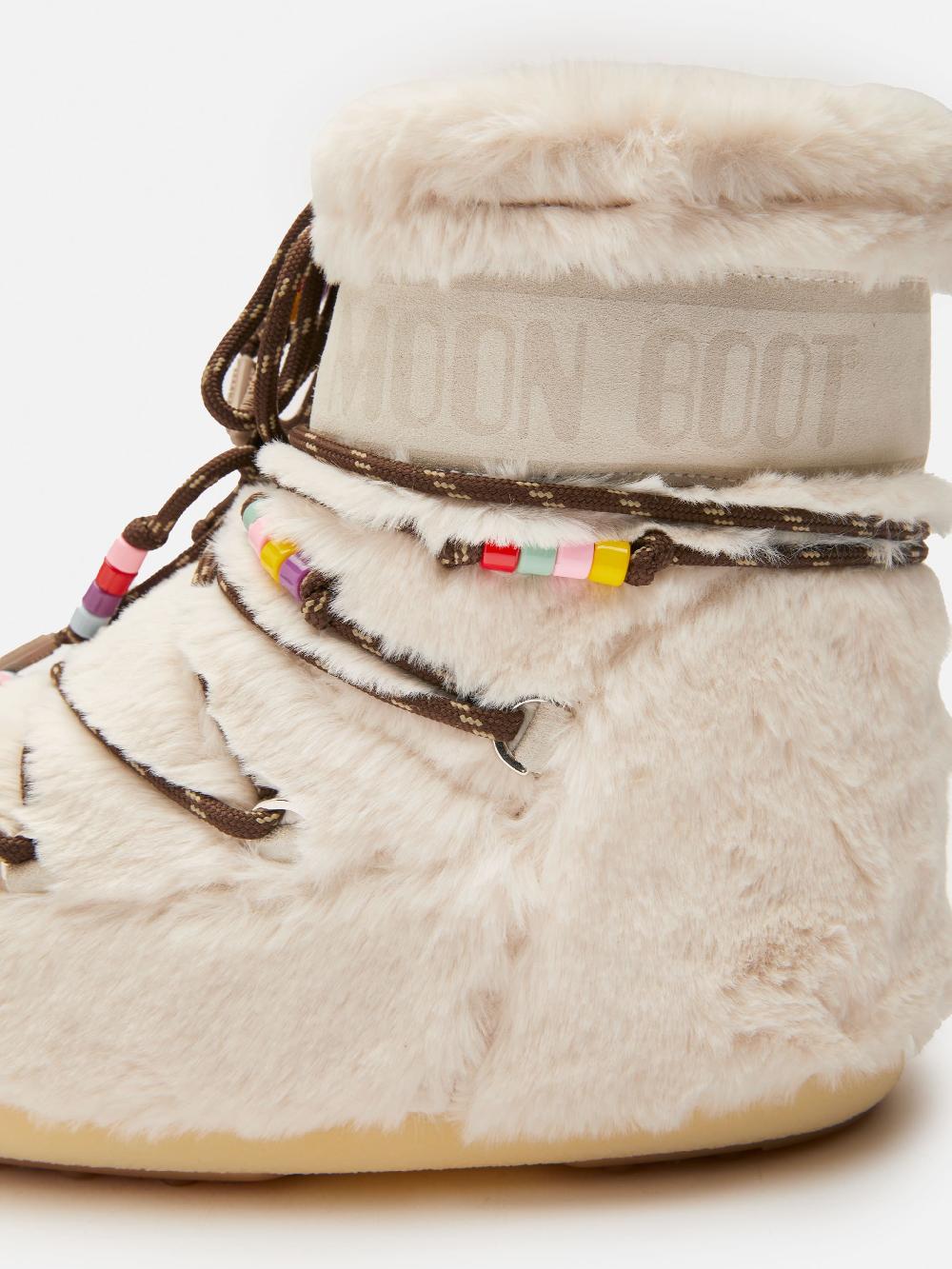 Moon Boot ICON LOW FAUX-FUR BEADS PANNA Economico