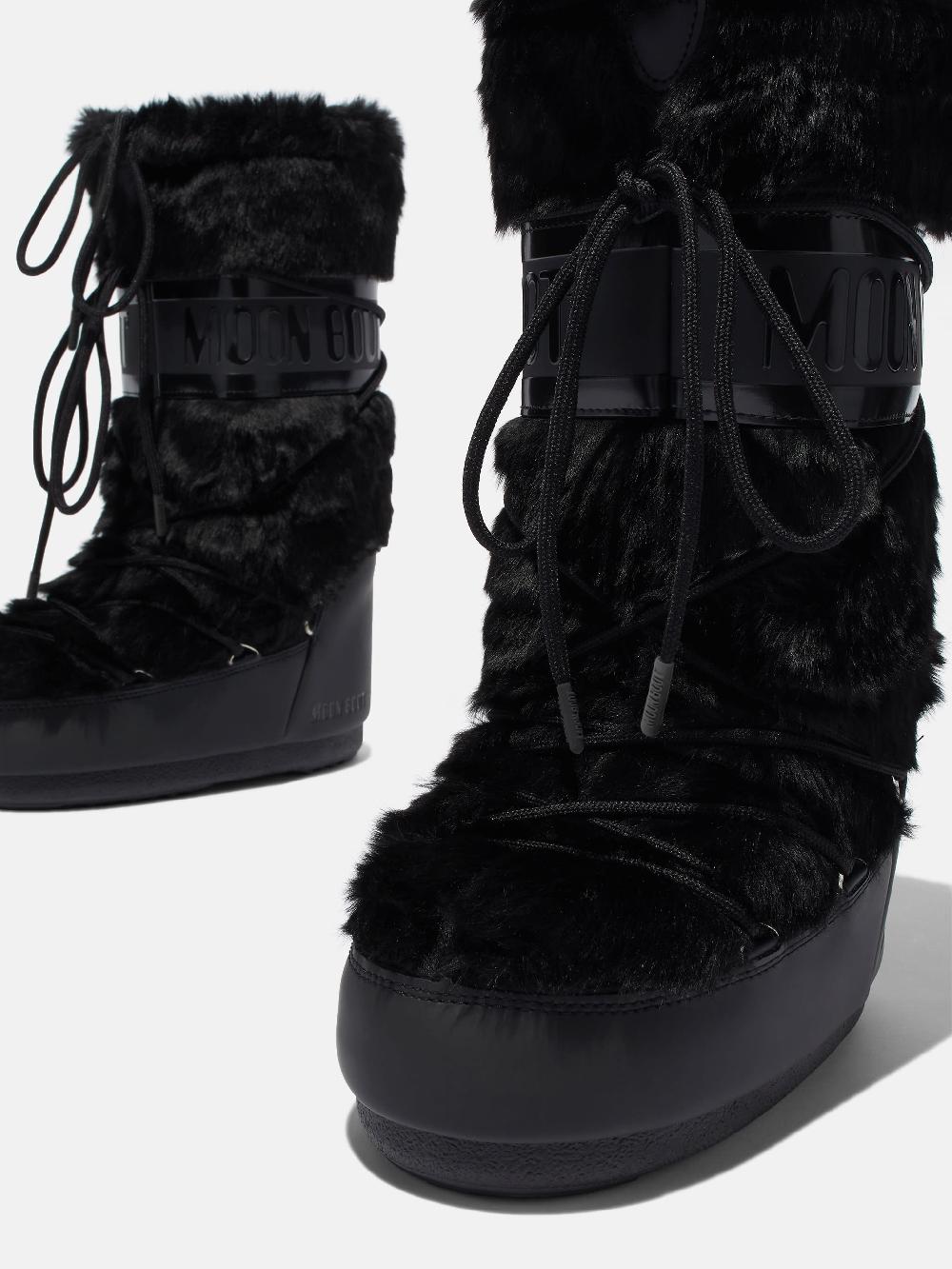 Moon Boot ICON NERO IN ECOPELLICCIA Vendita Calda