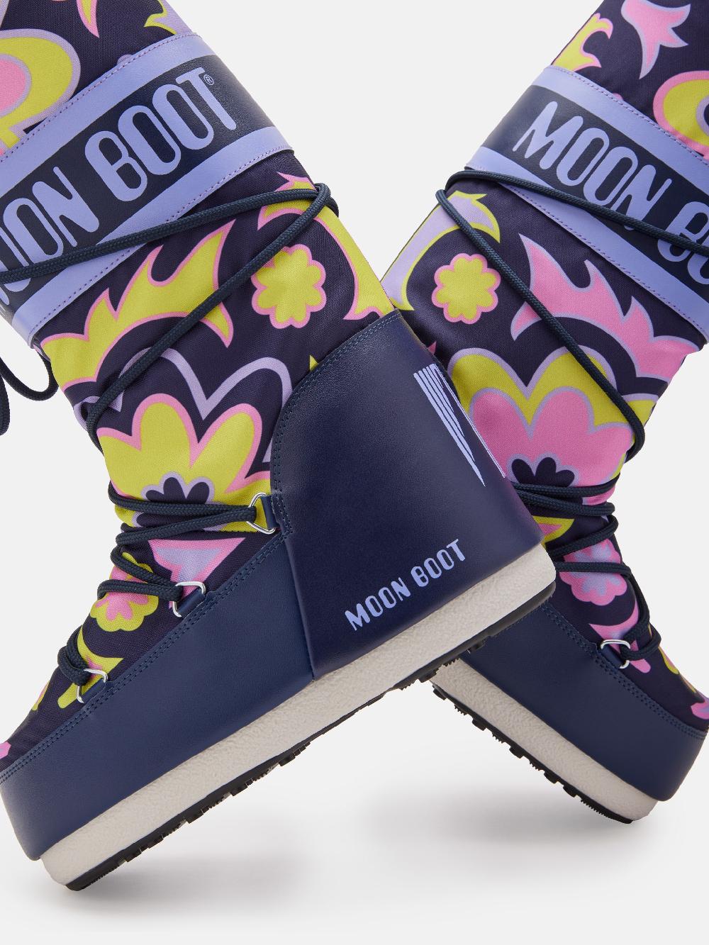 Moon Boot ICON BLU CON MOTIVO FLOREALE 2025