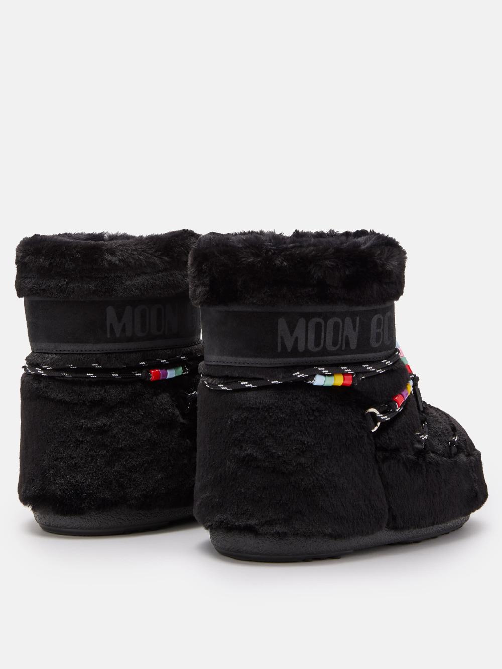 Moon Boot ICON LOW FAUX-FUR BEADS NERO Spedizione Gratuita