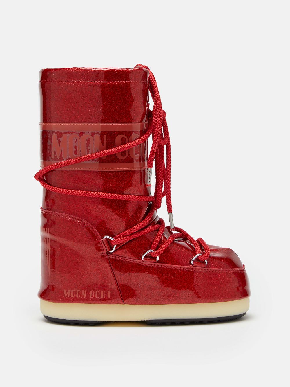 Moon Boot ICON JUNIOR GLITTER ROSSO Moda
