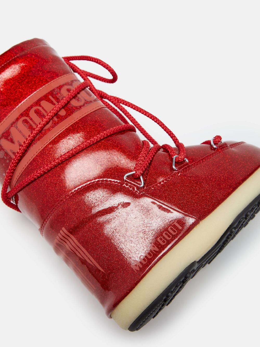 Moon Boot ICON JUNIOR GLITTER ROSSO Moda