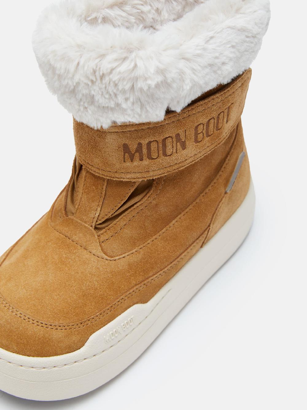 Moon Boot JUNIOR PARK NOCCIOLA IN PELLE SCAMOSCIATA CON CHIUSURA A STRAPPO Prezzo Ridotto
