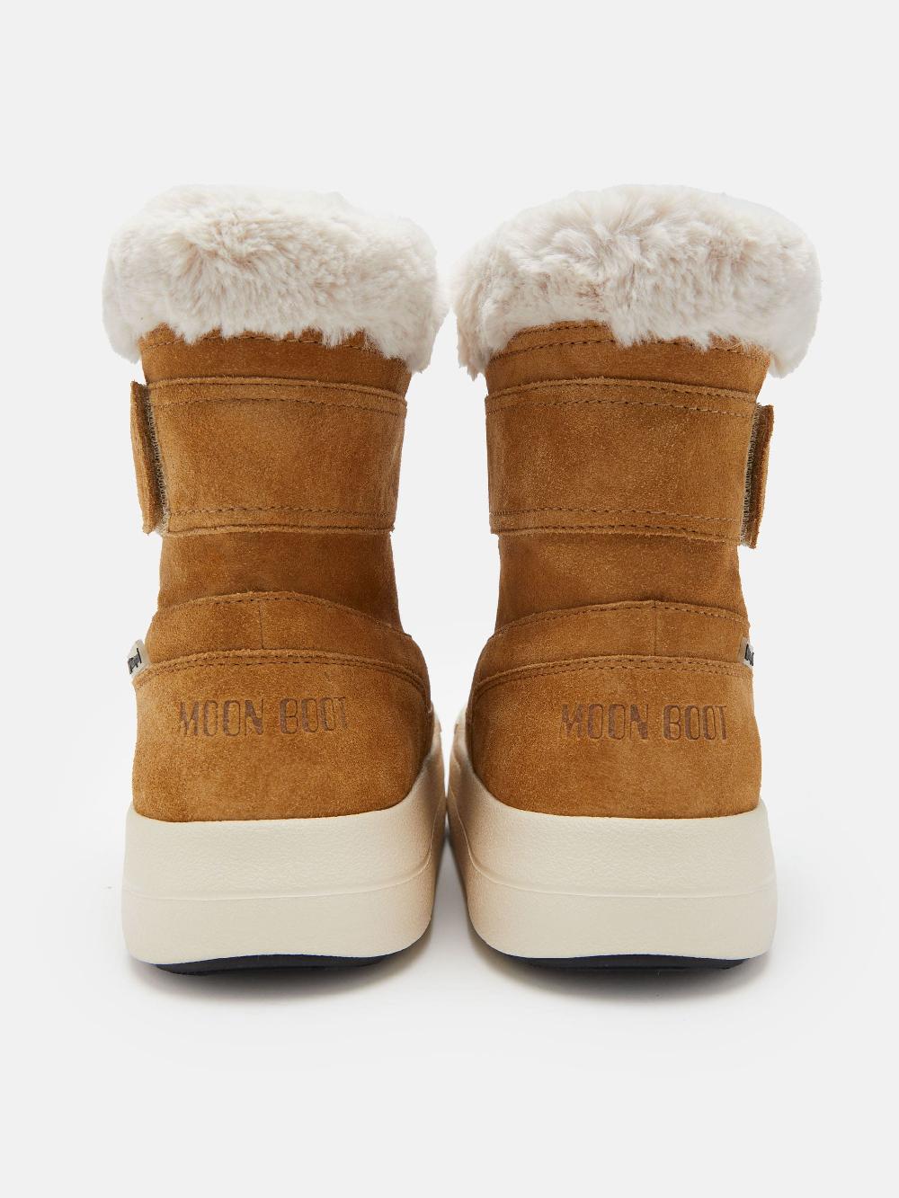 Moon Boot JUNIOR PARK NOCCIOLA IN PELLE SCAMOSCIATA CON CHIUSURA A STRAPPO Prezzo Ridotto