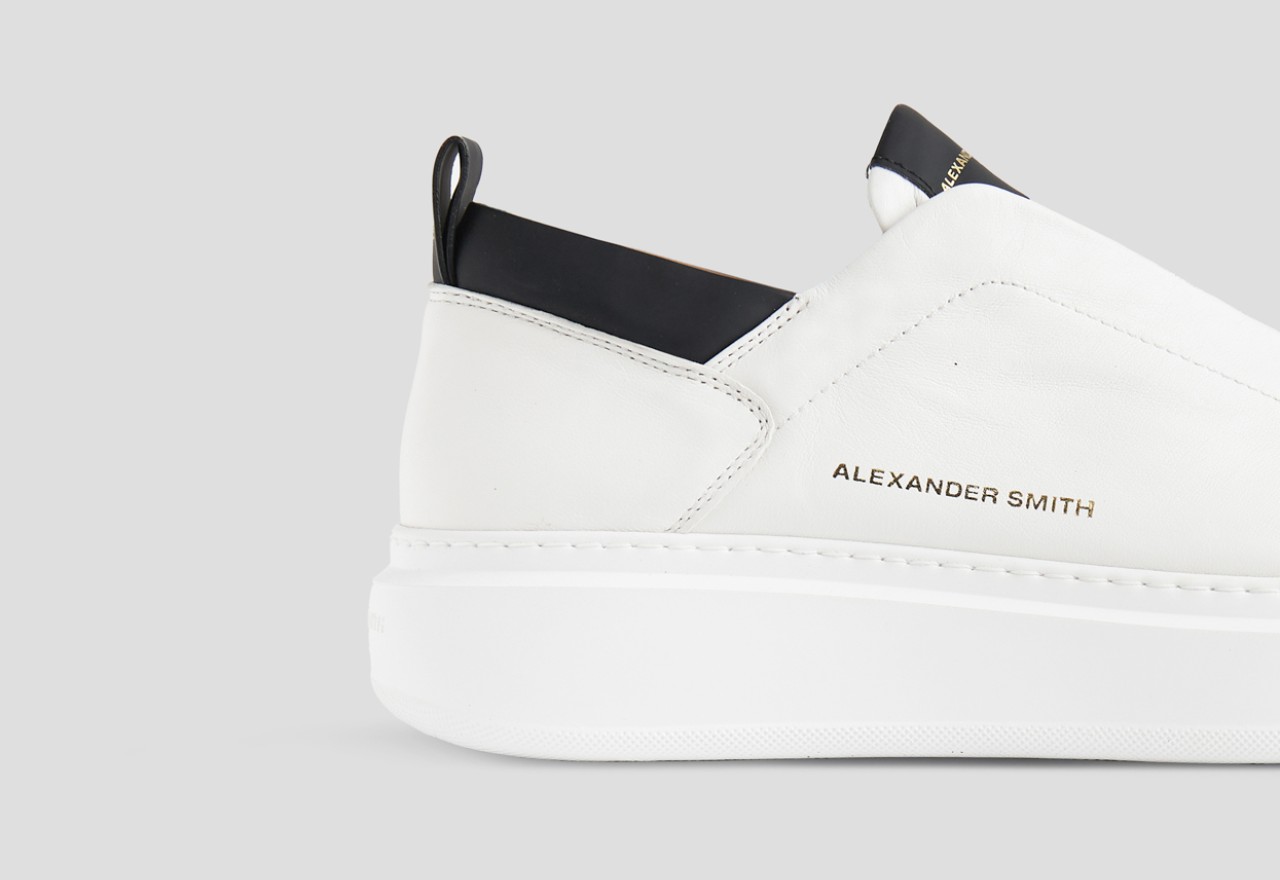 Alexander Smith WEMBLEY SLIP-ON MAN WHITE BLACK Promozione