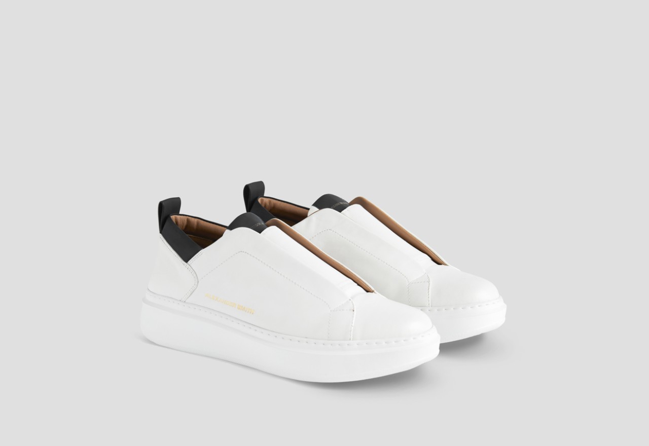 Alexander Smith WEMBLEY SLIP-ON MAN WHITE BLACK Promozione