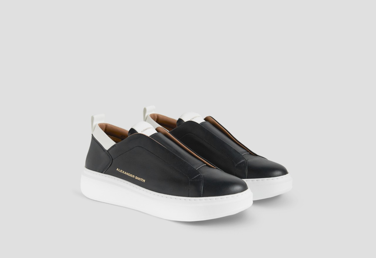 Alexander Smith WEMBLEY SLIP-ON MAN BLACK WHITE Pezzi Unici