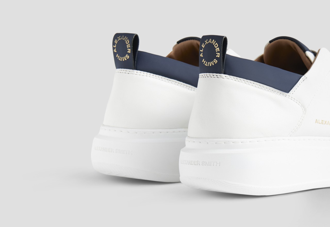 Alexander Smith WEMBLEY SLIP-ON MAN WHITE BLUE Soddisfazione Garantita