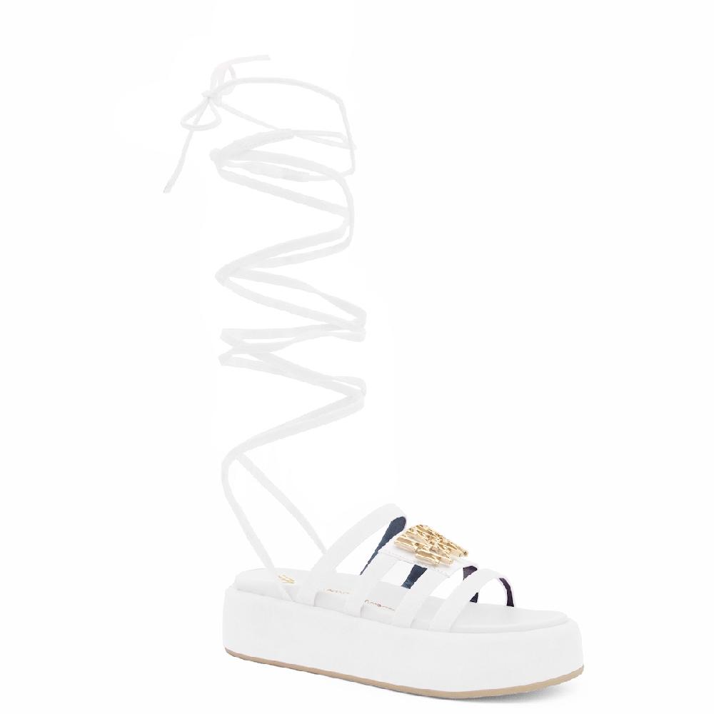 Amalfi by rangoni Sandalo allacciato Cannella bianco Promozione