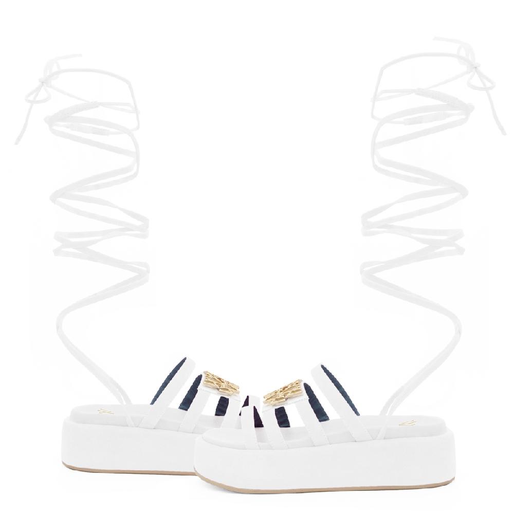 Amalfi by rangoni Sandalo allacciato Cannella bianco Promozione