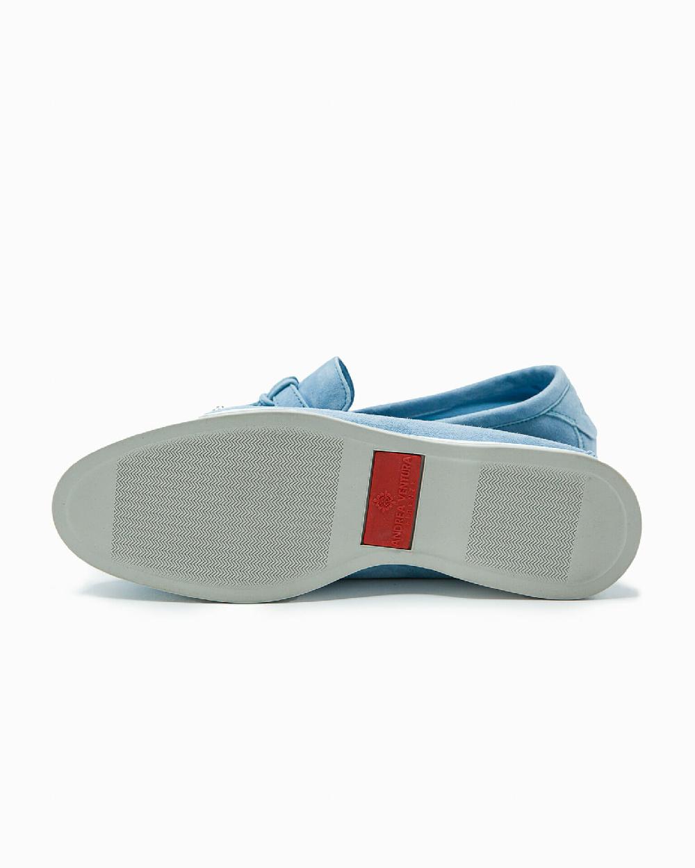 Andrea ventura Mocassino senza lacci con charms color argento Aq-D BEACH-CHARMS1 in suede color azzurro Qualità Garantita