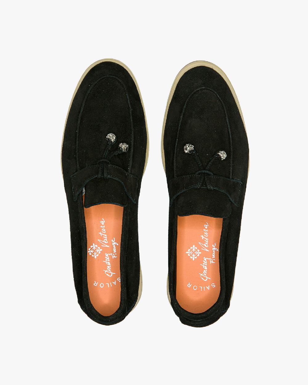 Andrea ventura Mocassino senza lacci con charms color argento Aq-D BEACH-CHARMS1 in suede color nero Acquista Ora