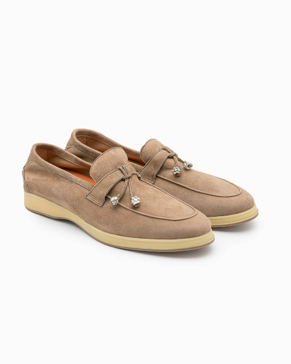 Andrea ventura Mocassino senza lacci con charms color argento Aq-D BEACH-CHARMS1 in suede color park avenue Consegna Veloce
