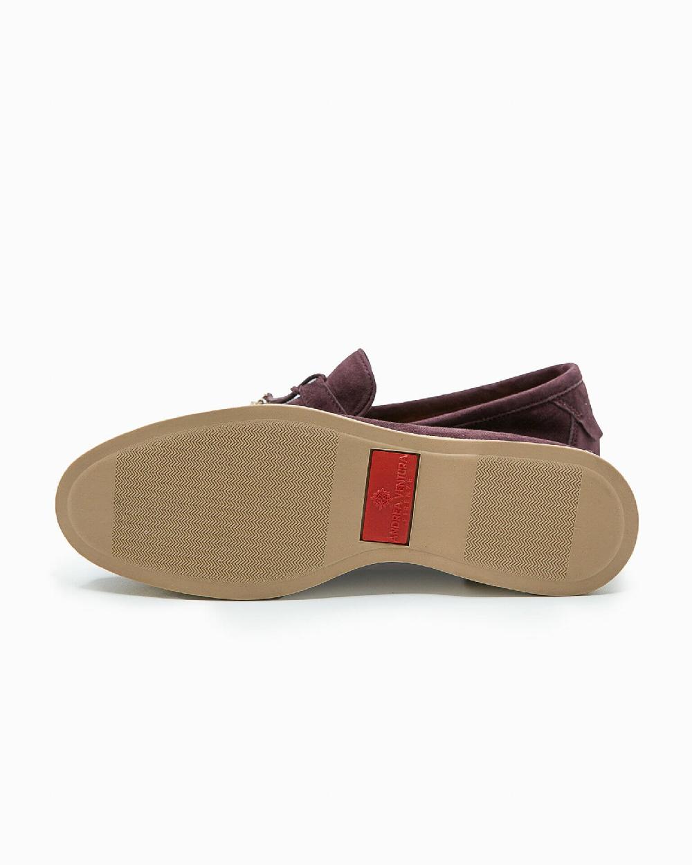 Andrea ventura Mocassino senza lacci con charms color oro Aq-D BEACH-CHARMS2 in suede color aubergine Promozione Limitata